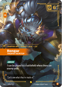 Rengar, Trophy Hunter (Alternate Art) single card from Riftbound : League of Legends Card Game