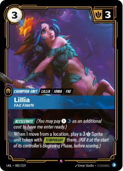 Lillia, Fae Fawn single card from Riftbound : League of Legends Card Game