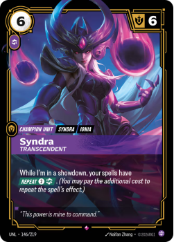 Syndra, Transcendent single card from Riftbound : League of Legends Card Game