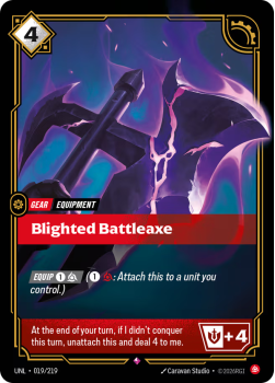 Blighted Battleaxe single card from Riftbound : League of Legends Card Game