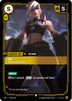 Vi, Peacekeeper (Alternate Art) single card from Riftbound : League of Legends Card Game