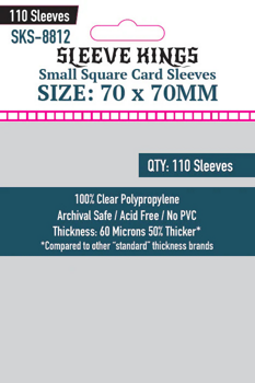 Sleeve Kings Small Square Game Card Sleeves (70x70mm) 110 Pack, 60 Micron, SKS-8812