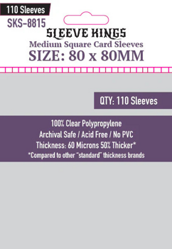 Sleeve Kings Medium Square Card Sleeves (80x80mm) 110 Pack, 60 Micron, SKS-8815