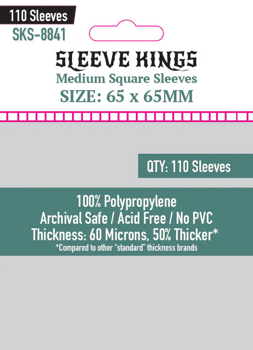 Sleeve Kings Medium Square Card Sleeves (65x65mm) 110 Pack, 60 Microns, SKS-8841