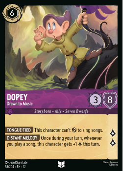 Dopey - Drawn to Music single card from Disney Lorcana