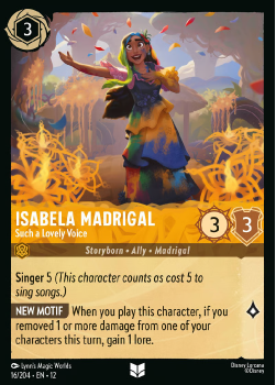 Isabela Madrigal - Such a Lovely Voice single card from Disney Lorcana