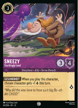 Sneezy - Startlingly Loud (FOIL) single card from Disney Lorcana