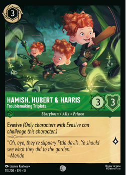 Hamish, Hubert & Harris - Troublemaking Triplets single card from Disney Lorcana