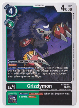 Grizzlymon single card from Digimon