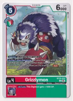 Grizzlymon single card from Digimon