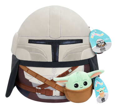 Squishmallows 12in Mandalorian with 3.5in Grogu