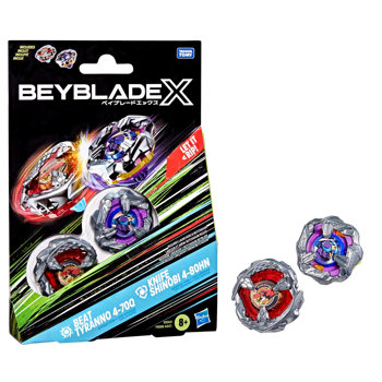 Beyblade X Beat Tyrano 4-70Q and Knife Shinobi 4-80HN