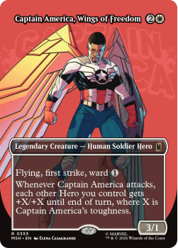 Captain America, Wings of Freedom (BORDERLESS) (LOGO) single card from Magic: the Gathering
