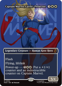 Captain Marvel, Earth's Protector (BORDERLESS) (LOGO) single card from Magic: the Gathering
