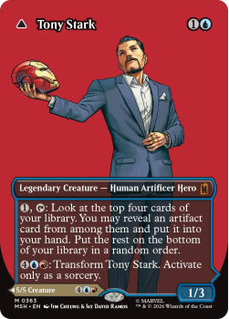 Tony Stark // The Invincible Iron Man (BORDERLESS) (LOGO) single card from Magic: the Gathering