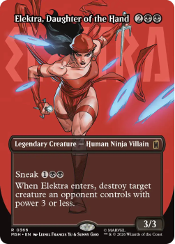 Elektra, Daughter of the Hand (BORDERLESS) (LOGO) single card from Magic: the Gathering