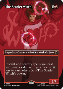 The Scarlet Witch (BORDERLESS) (LOGO) single card from Magic: the Gathering