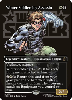 Winter Soldier, Icy Assassin (BORDERLESS) (LOGO) single card from Magic: the Gathering