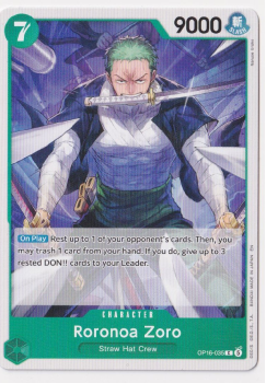 Roronoa Zoro single card from One Piece Trading Card Game