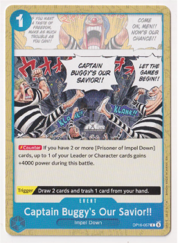 Captain Buggy’s Our Savior!! single card from One Piece Trading Card Game