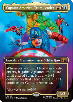 Captain America, Team Leader (BORDERLESS) single card from Magic: the Gathering