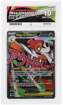 Mega Scrafty ex (MEGA ATTACK RARE) : 270/217 MEGA EVOLUTION ASCENDED HEROES - ACE GRADING Graded Card - 10 GEM MINT