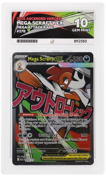 Mega Scrafty ex (MEGA ATTACK RARE) : 270/217 MEGA EVOLUTION ASCENDED HEROES - ACE GRADING Graded Card - 10 GEM MINT