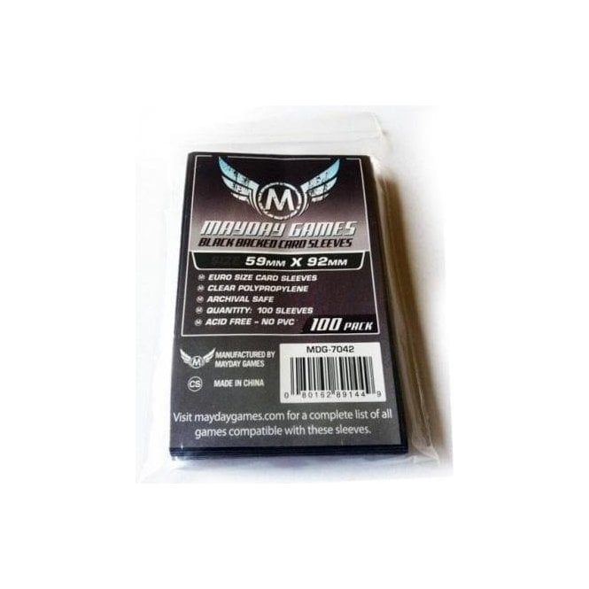 Mayday Sleeves Euro Size (59 x 92 mm) Black Back | Chaos Cards