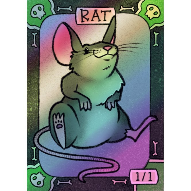 Fantasy Cartoon Style Tokens for MTG - Rat 1/1 (FOIL)