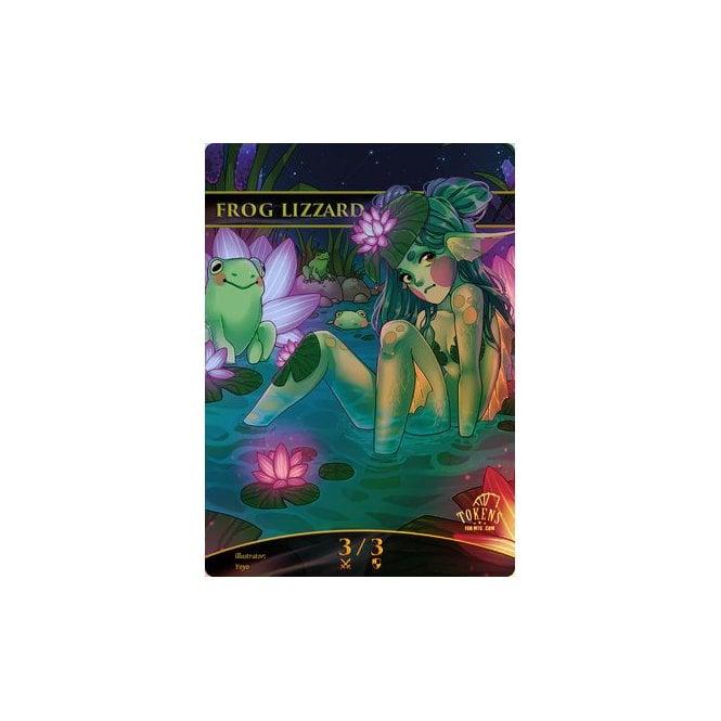 Japanese Manga Style Tokens for MTG - Frog Lizard 3/3 (FOIL)