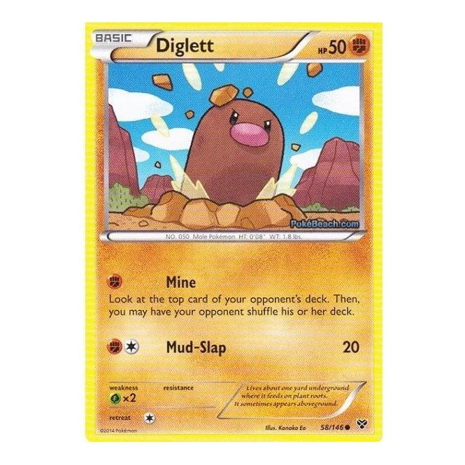 Pokemon Single Card XY BASE SET (Reverse Holo) 058/146 Diglett