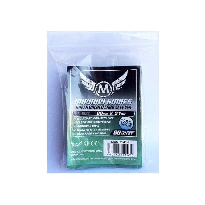 Mayday Sleeves Standard Size (63.5 x 88 mm) Green Back | Chaos Cards Mayday Sleeves Standard Size (63.5 x 88 mm) Green Back | Chaos Cards