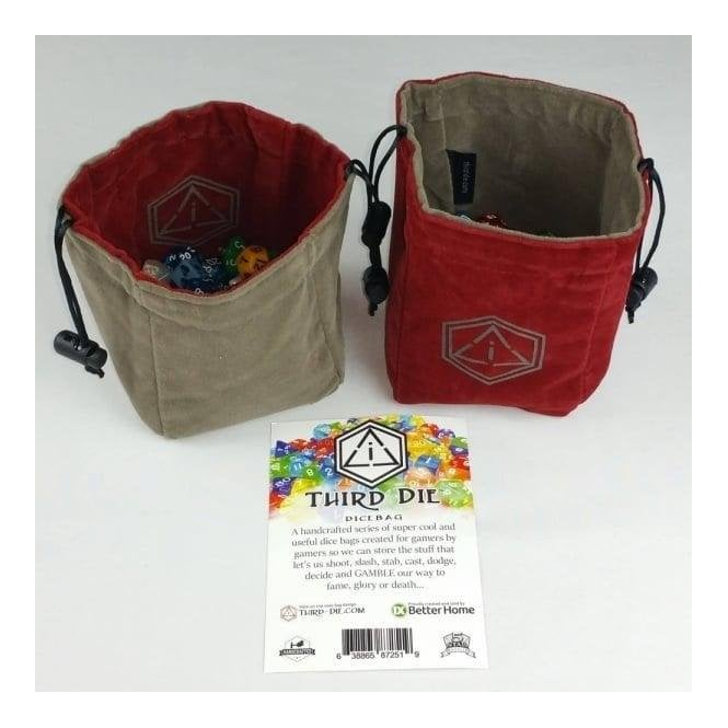 Third Die Standing Dice Bag Crimson and Dark Gray Chaos Cards