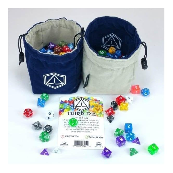 Third Die Standing Dice Bag Navy and Gray Chaos Cards