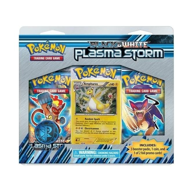Pokemon - Black & White PLASMA STORM : 3 PACK BLISTER SET - AMPHAROS |  Chaos Cards