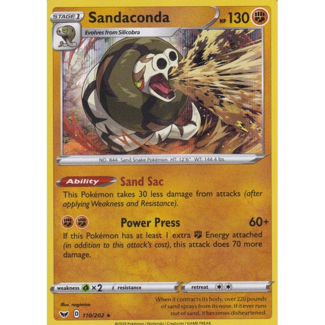 Pokemon Single Card Sword & Shield Base Set - 110/202 : Sandaconda | Chaos Cards Pokemon Single Card Sword & Shield Base Set - 110/202 : Sandaconda | Chaos Cards
