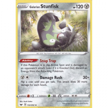 Galarian Stunfisk : SWORD AND SHIELD BASE SET 132/202 - Pokemon Single Card