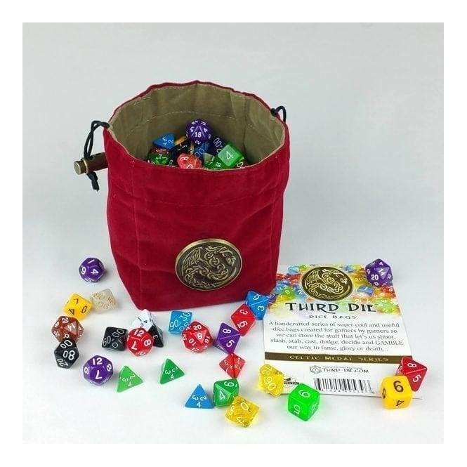 Third Die Standing Dice Bag Celtic Dragon Dice Bag Blood Red Chaos