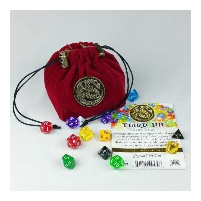 Third Die Standing Dice Bag Celtic Dragon Dice Bag Blood Red Chaos
